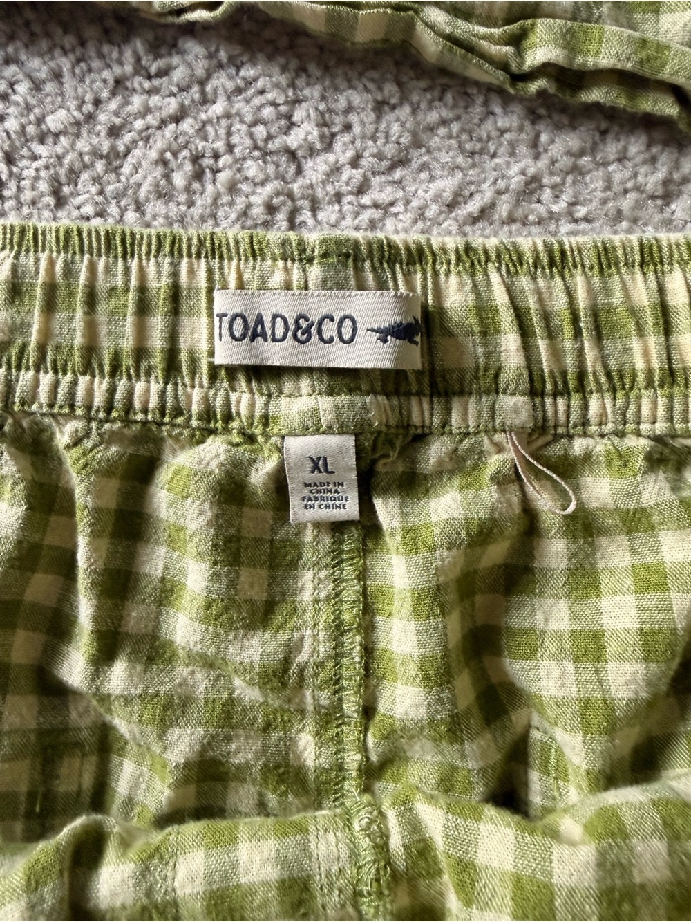 Toad and Co Taj HempTank and Shorts Set - Woodbine Green Gingham NWOT L/XL - Picture 4 of 8